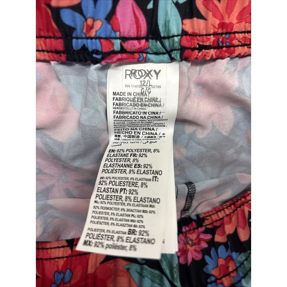 Roxy Girls Size‎ 12 L Good Waves Only Floral Board Shorts Black Pink ERGBS03118